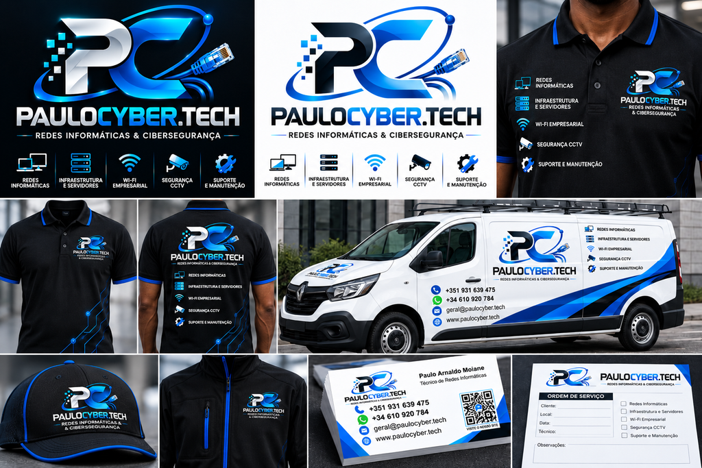 Colagem de Branding Tecnológico Profissional